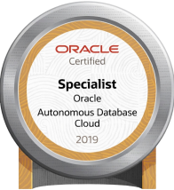 Oracle Autonomous Database Cloud 2019 Certified Specialist badge