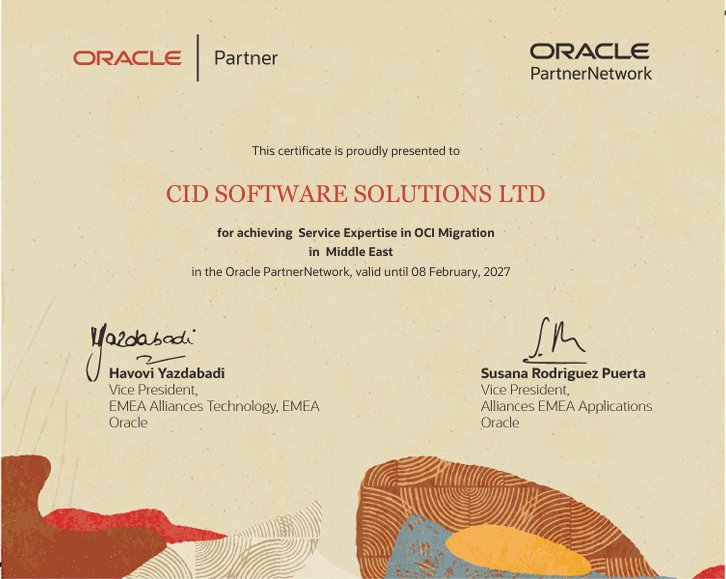 Oracle Cloud Service Expertise - OCI Migration certificate